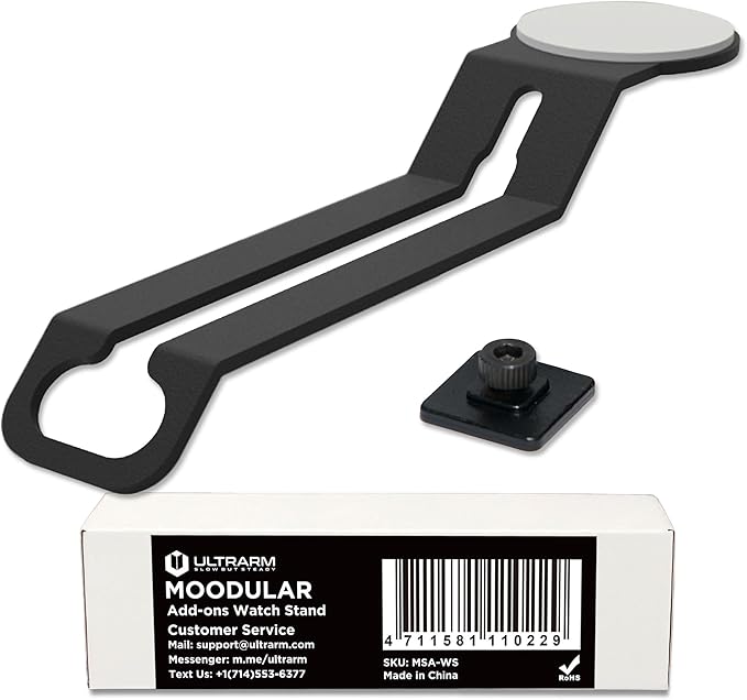 ULTRARM Moodular Add-ons Watch Stand for Smart Watch (Charger Not Included) [Accessory Only - Requires Moodular Wooden Monitor Stand Slide Rails for Use] Black MSA-WS