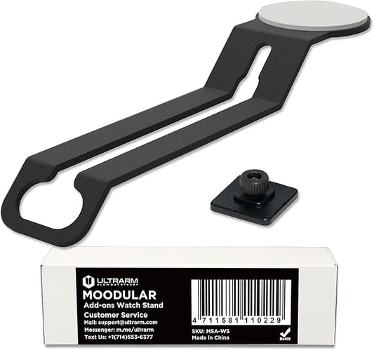 ULTRARM Moodular Add-ons Watch Stand for Smart Watch (Charger Not Included) [Accessory Only - Requires Moodular Wooden Monitor Stand Slide Rails for Use] Black MSA-WS