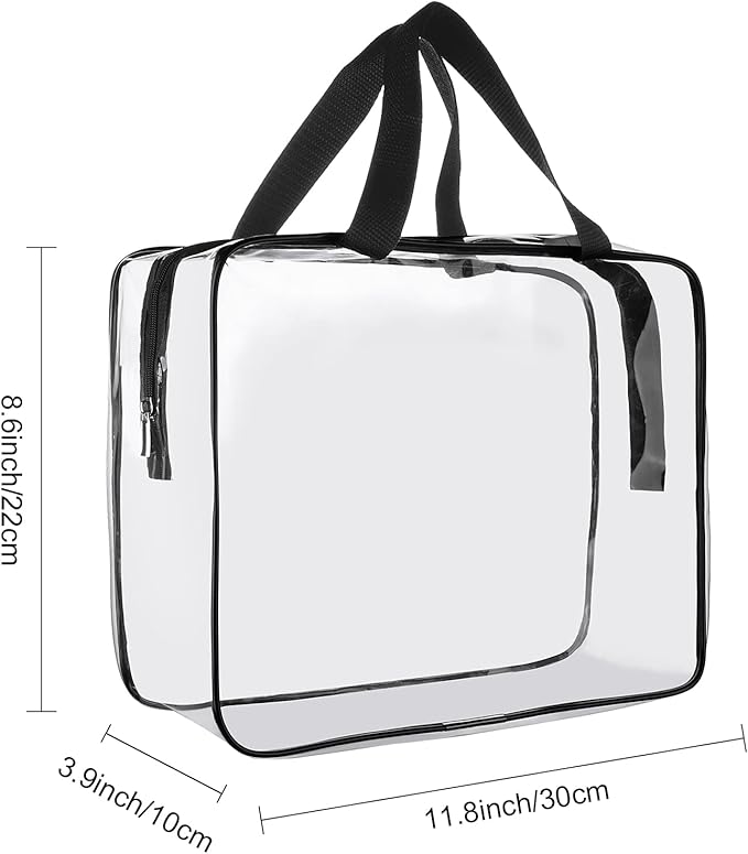 Cosywell Clear Toiletry Bag Quart Size Bag 2Pcs Travel Makeup Cosmetic Bag PVC Toiletries Cosmetic Pouch for Women Men (L)