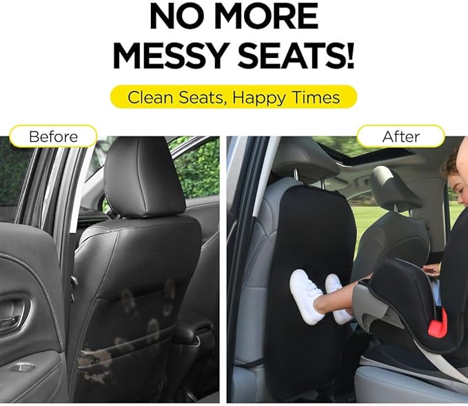 lebogner Back Seat Cover for Kids, 2 Pack X-Large Waterproof Kick Mats Backseat Protector, Durable Car Seat Back Protectors for Vehicles to Protect from Dirt, Mud & Scratches, Fits Most SUVs and Vans