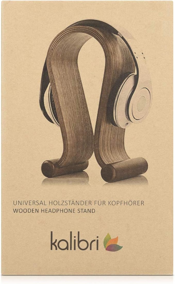 kalibri Wooden Omega Headphone Stand - Universal Headset Wood Hanger - Holder for Gaming Headsets DJ Studio Headphones & Earphone Display - Oak