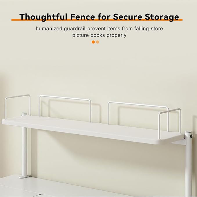 Clamp On Desk Organizer Shelf Extender Side Table Shelf Metal Desk ShelfTable Shelving Unit Design C-Clamp-on Above Or Under Desktop StorageShelf(White,80cm/31.5")