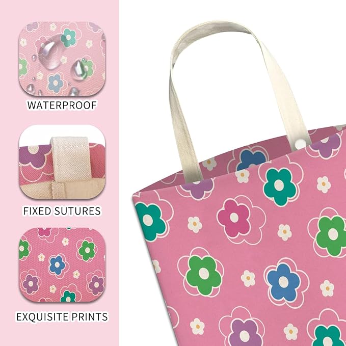 Car Trash Can, Cute Car Trash Bag, Hanging Car Organizer and Storage Bag, Trash Bin for Car Accessories, Vehicle, Travelling, Camping Pink Cute Flowers