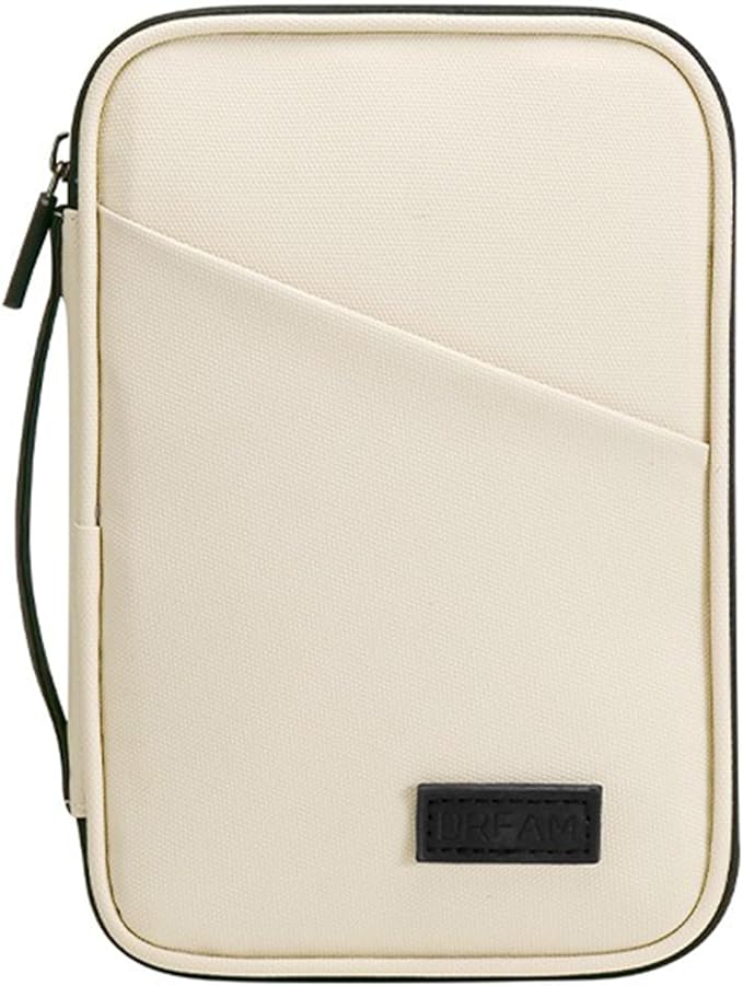 Waterproof Passport Holder, RFID Blocking Wallet, Portable Travel Document Organizer for Men & Women (Beige)