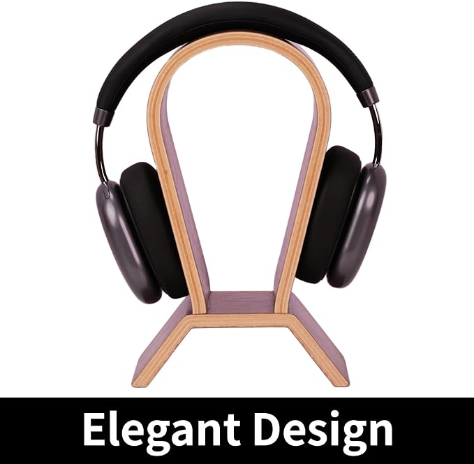 Wood Headphone Stand for Desk - Headset Holder Cute Gaming Wooden Headphones Hanger Hook Rack Base Storage Head Phone Accessories