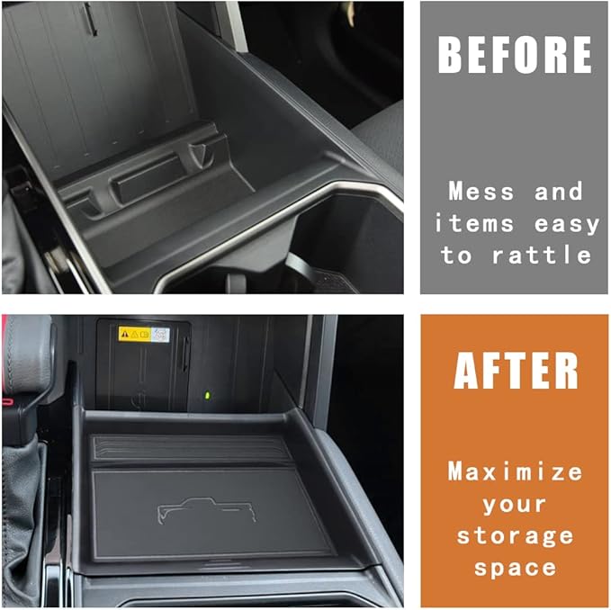 TripleAliners for 2022 2023 2024 2025 2026 Tundra Center Console Leather Insert Storage Organizer Accessories with Trim Compatible with Toyota Tundra 2022-2026 SR SR5 Limited TRD PRO (Leather Black)