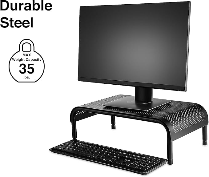 Staples Adjustable Steel Monitor Stand ??Ergonomic Desktop Riser for Monitors, Laptops & Office Accessories