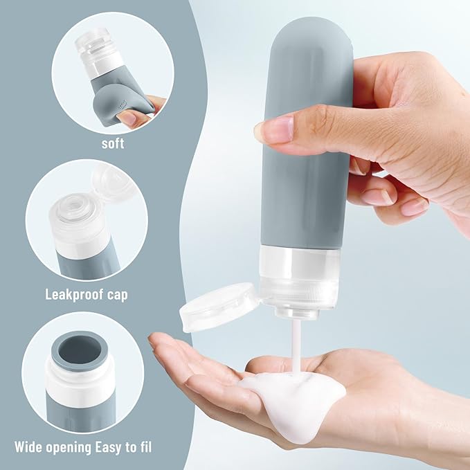 Landisun Travel Bottles for Toiletries 18Pack Travel Size Containers Toiletry Travel-Containers TSA Approved Leak Proof Black