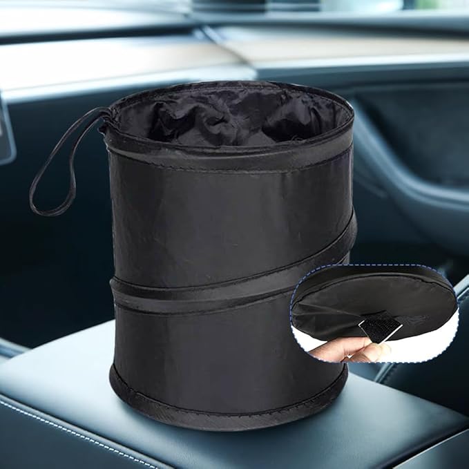 2 Pack Car Trash Bins, Mini Collapsible Car Garbage Can with Sticker, Hanging Car Trash Bag for Back Seat, Multipurpose Water Proof Bag Leak Proof Garbage Bin for Car(Size:6.30 x 7.87inch)