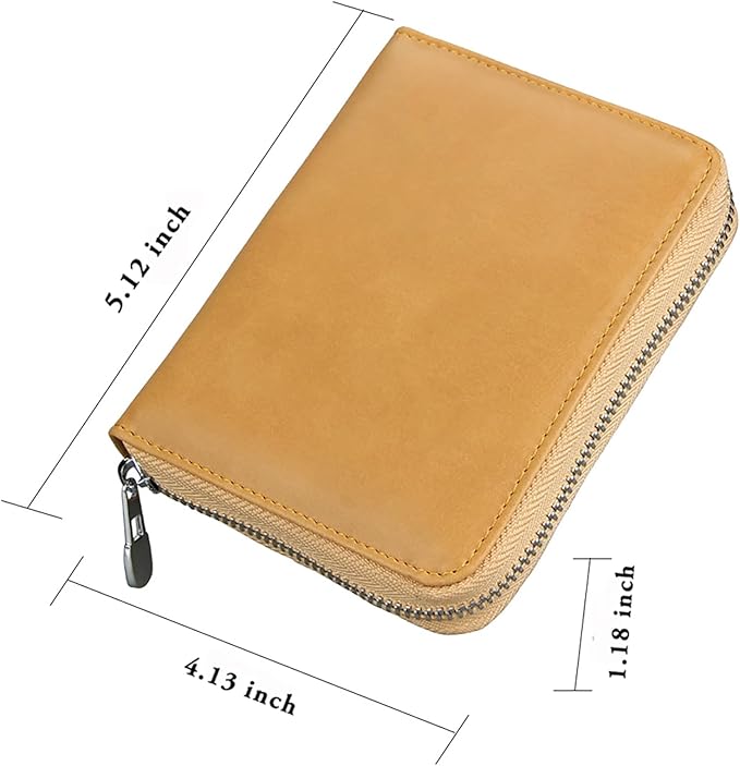 boshiho RFID Blocking 24 Slot Credit Card Holder Wallet Real Leather Multi Card Organizer Wallet with Zipper