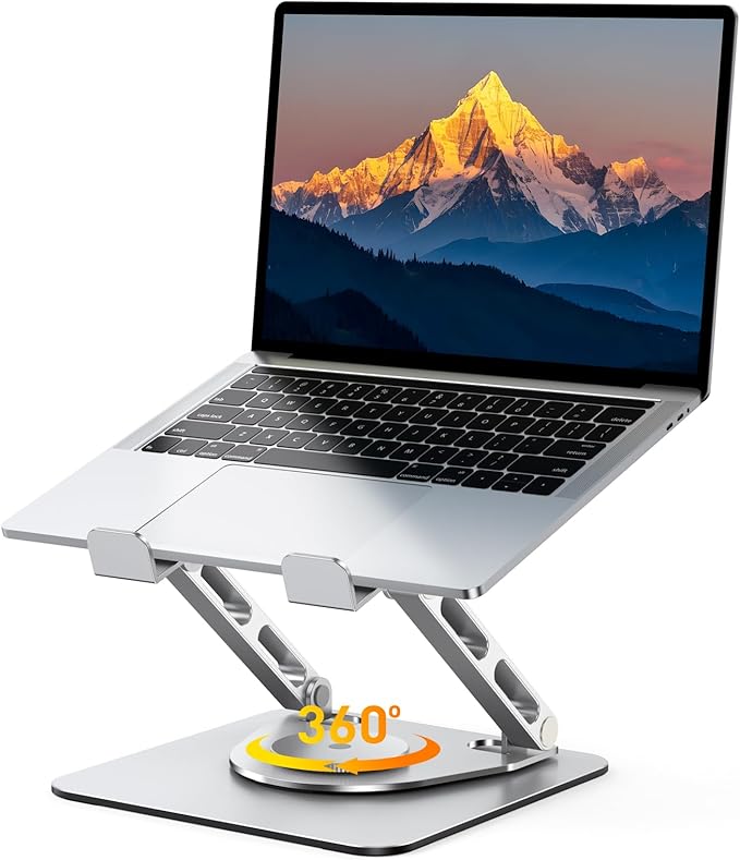 360° Rotatable Laptop Stand for Desk Adjustable Height, Ergonomic Laptop Riser Holder with Dual-bar Support, Portable Computer Notebook Stand for MacBook Air Pro, Dell XPS, HP (10-16")