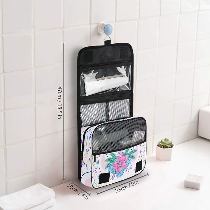 senya Hanging Travel Toiletry Bag Kit Makeup Case Cosmetics Organizer for Men Women (Unicorn)