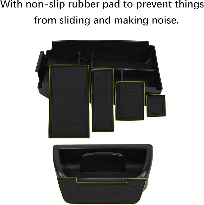 2PCS Center Console Dash Storage Tray and Armrest Secondary Storage Box Compatible with Ford Bronco Sport CX430 2021 2022 2023 2024 Center Console Organizer Insert Accessories