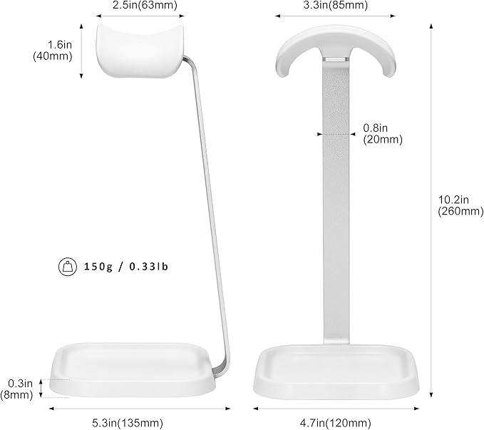 Headphone Stand, Curved Headset Stand with Storage Tray, Gaming Headset Holder for AirPods Max, AirPods Max 2, AirPods, AirPods Pro, Beats, Bose, Sony and More (White)