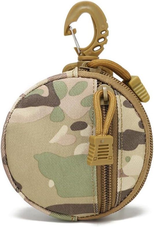 Tactical EDC Pouch, Waterproof Mini MOLLE Key Wallet, Round Outdoor Attachment Bag