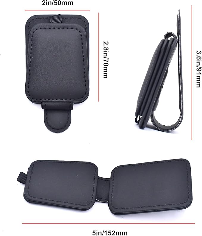 2 Pack Leather Car Visor Sunglass Holder, Magnetic Leather Glasses Eyeglass Hanger Clip for Car, Sunglass Clip Glasses Holder for Car Visor