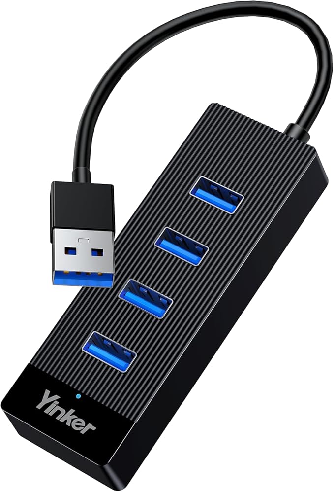USB Hub 4 Ports, Multiple USB 3.0 Hub, USB-A Splitter for Laptop with Type-C Power Port, Extender for A Port Laptop, PC Desktop and More(0.5ft)