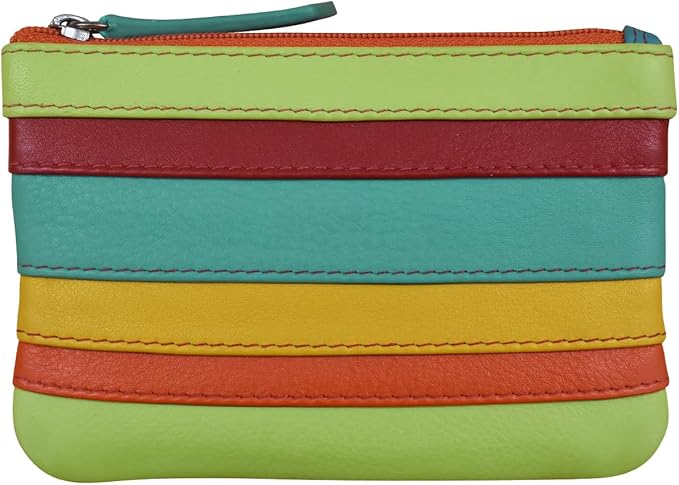ili New York Mini Leather Coin Purse, Compact Genuine Leather Pouch with Key Ring & RFID Protection, Used for Coins, Keys and Cards, Ideal for Travel and Everyday Carry, Citrus