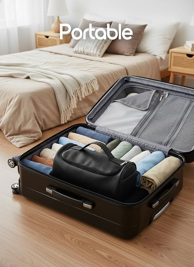 Leather Travel Case for Dyson Airwrap, Portable Storage Bag Designed Specifically for Dyson Airwrap All Series,Shockproof Organizer with Metal Hanging Hook