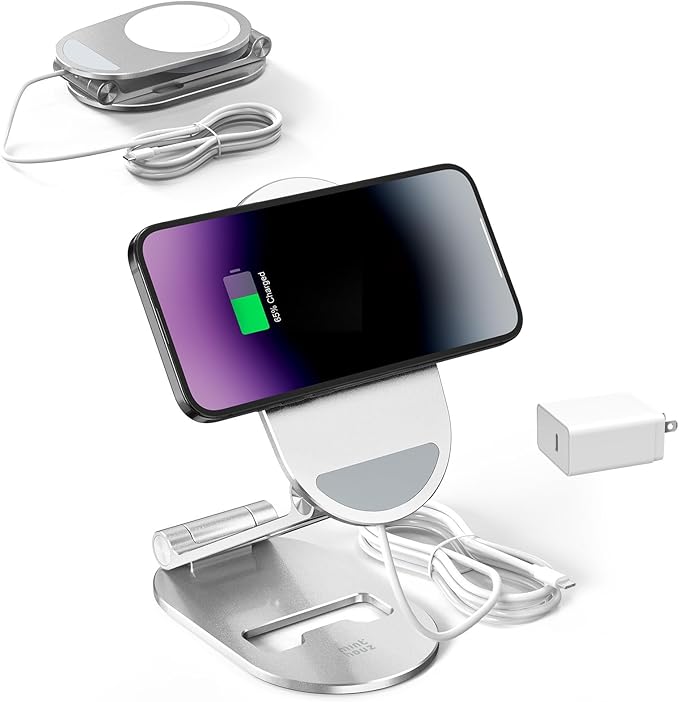 Minthouz Magnetic Wireless Charger for iPhone, 15W Fast Mag-Safe Charger Stand, Compatible with iPhone 16, 15, 14, 13, 12 Pro, AirPods Pro/4/3/2, Apple Magnet Wireless Charging Station