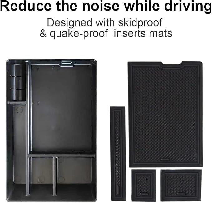 BestEvMod for Ioniq5 Armrest Storage Box Center Console Organizer Tray Interior Accessories with Rubber Black Trim Compatible with Hyundai Ioniq 5 2022-2026 Accessories(V1)