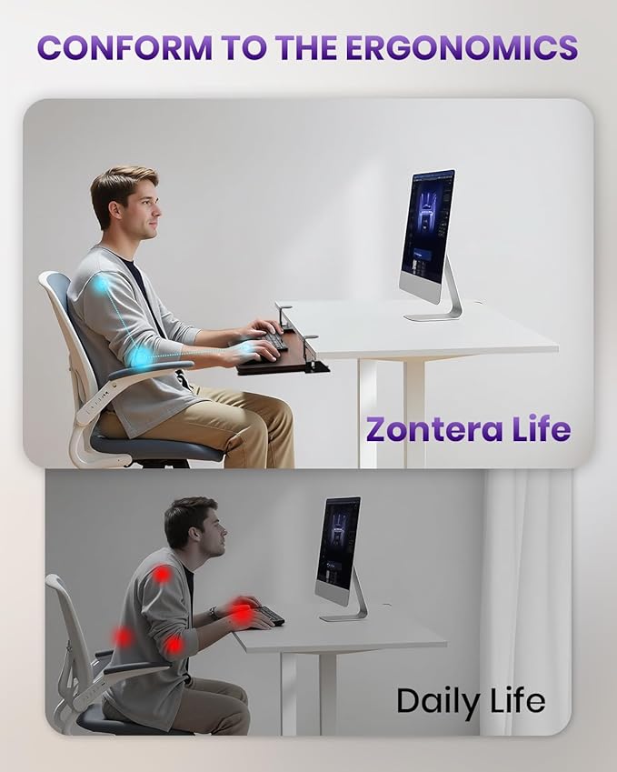 Ergonomic Mouse & Keyboard Tray Under Desk, Pull Out with Adjustable C-clamp, 20 (25.9 Including Clamps) x 11.8 Inch Slide Out Computer Keyboard Drawer Mouse Tray for Typing, Walnut
