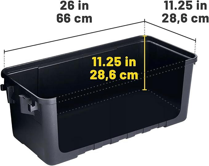 Heavy-Duty Storage Trunk, 17-Gallon Capacity, Lockable, Black, 30L x 14.25W x 12.75H Inches