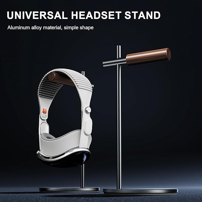 Oak Headphone Stand, Wood Headset Stand for Desk, Universal Holder for Airpods max, Bose, Beats, Gaming, Apple Vision Pro, VR Display Stand (Gray)