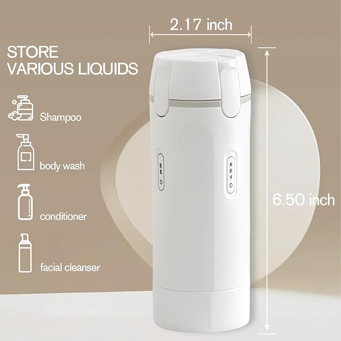 4 in 1 Travel Dispenser, 4 Pack 30ML Travel Bottles with Measurement Scale & Label Stickers for Toiletries, Leak Proof Dispenser Bottle Containers for Shampoo Lotion Conditioner Cream (White)