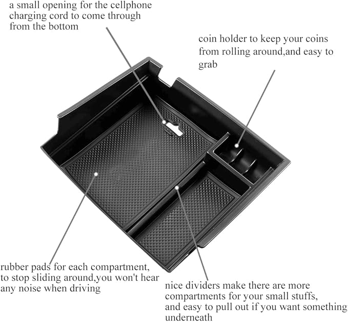 Vesul Center Console Armrest Storage Box Compatible with Honda Accord Sedan 2013 2014 2015 2016 2017 ABS Tray Insert Organizer Glove Pallet Black