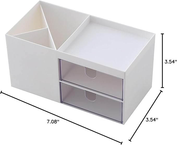 Srliya Desktop Storage Box, Minimalist Multifunction Desk Organizer with Drawer for Bedroom, Living Room, Office