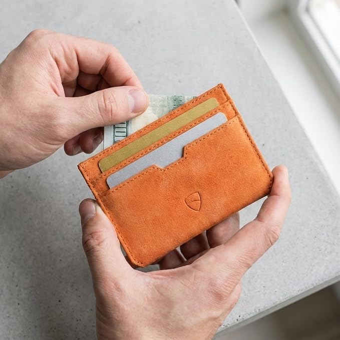 Vaultskin MOORGATE Slim Card Holder – Minimalist Leather Wallet with RFID Blocking, Front Pocket Credit Card Case for Men & Women
