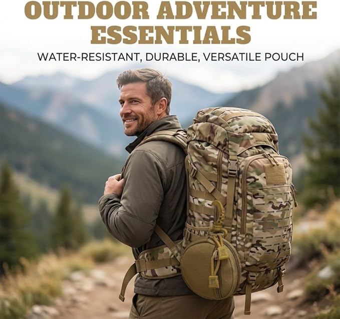 Tactical EDC Pouch, Waterproof Mini MOLLE Key Wallet, Round Outdoor Attachment Bag