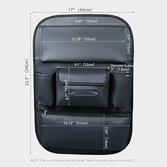 Viaviat Car Seat Organizers Waterproof Backseat Protector with Storage Pocket Large Leather Kick Mats for Kids Pets Automobile SUV Truck (Black, Large Pocket)