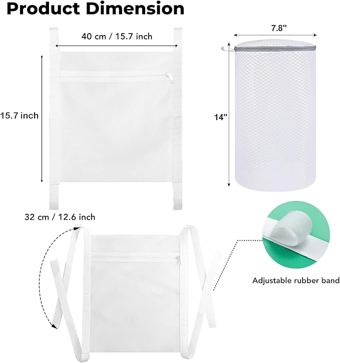 Mingting Shoe Laundry Bag Set, Includes 1 Washing Bag and 2 Dryer Bags with Honeycomb Mesh, Zipper and Straps, Shoe Washing and Drying Bag for Sneakers, Sports Shoes and Delicates(3 Pack)