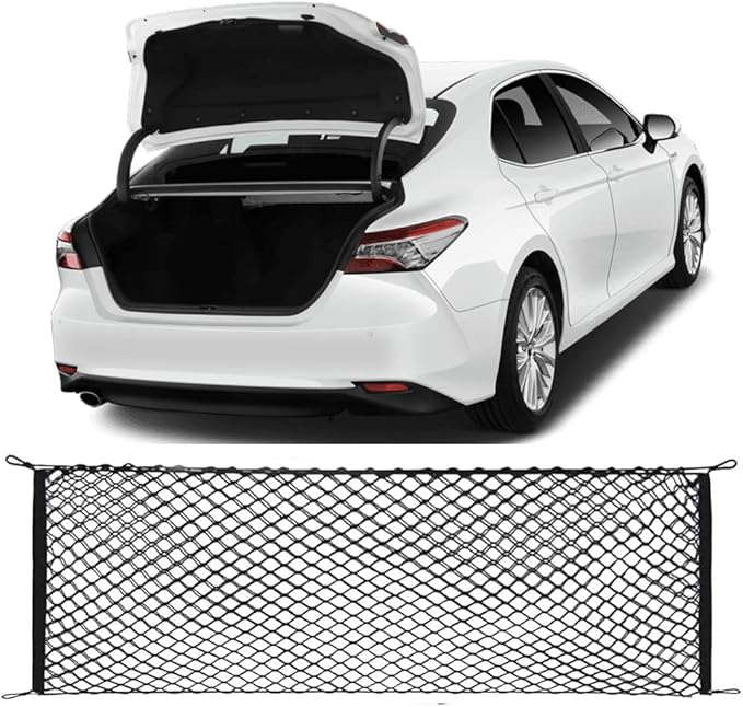 Car Rear Cargo Net, Adjustable Elastic Storage Organizer Net, Trunk Cargo Storage Net Compatible with 2018 2019 2020 2021 2022 2023 2024 2025 2026 Toyota Camry All Model
