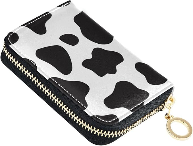 Gothic Skull Cat RFID Credit Card Holder Wallets Accordion for Women Leather Zipper Card Case Accordion Wallet for Ladies Girls