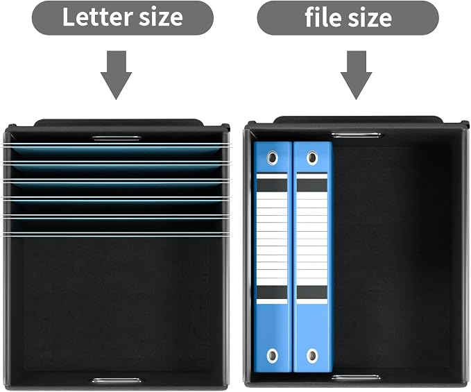File Organizer Boxes with Lids, Linen Office Document Storage Boxes, Filing Boxes, Decorative Small File Boxes for Hanging Files with Plastic Slide for Office/Cabinet/Decor/Home