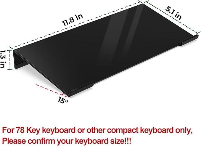 Acrylic Computer Keyboard Stand for Desk, Keyboard Riser Tilt Lift, Keyboard Holder for Desktop, Desk Keyboard Lifter（Black）
