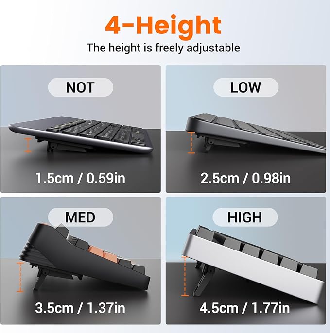 HONKID Computer Keyboard Stand for Desktop,Adjustable Keyboard Riser for Apple Magic Keyboard and Flat-Back Keyboards Only, Ergonomic Office Desk Accessories