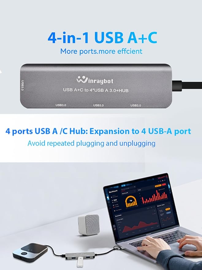 USB Hub Extrended Multiple Port USB 3.0 Hub with 5Gbps High Speed Data Transfer, Compatible with Window Mac Laptop Desktop iMac Surface Flash Drive HDD