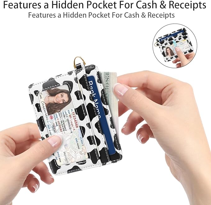 Slim Minimalist Front Pocket RFID Blocking Credit Card Holder Small Wallet Cute Card Cases for Women,Cow