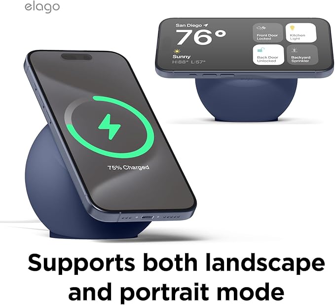 elago MS2 Charging Stand Compatible with MagSafe Charger - Premium Silicone, Compatible with iPhone 17/16/15/14/13/12 Series, Designed for MagSafe Stand [Jean Indigo] [Charging Cable Not Included]