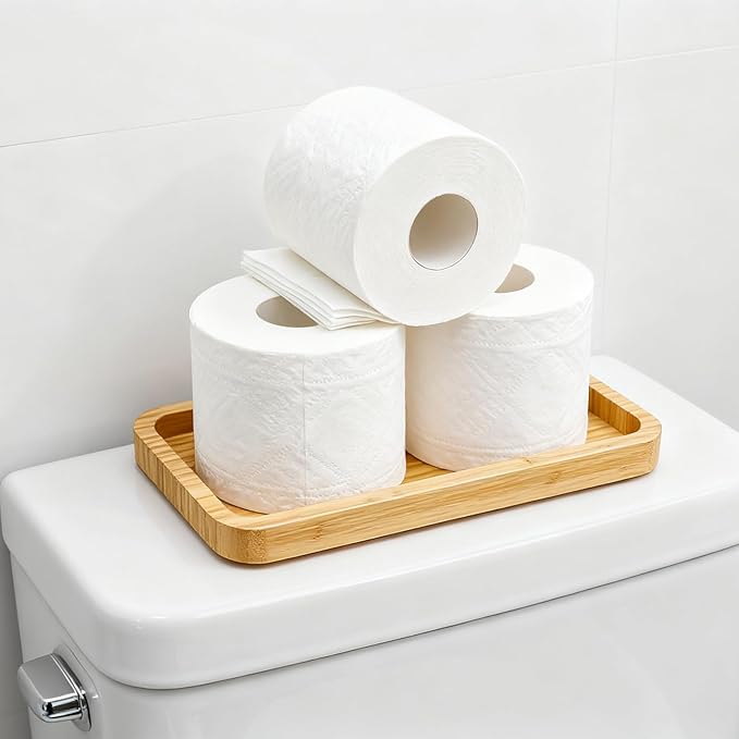 Bamboo Vanity Bathroom Tray for Counter, Bamboo Tray for Bathroom, Toilet Tank, Perfume 11.8L x 5.9W x 0.8H inch (Bamboo)