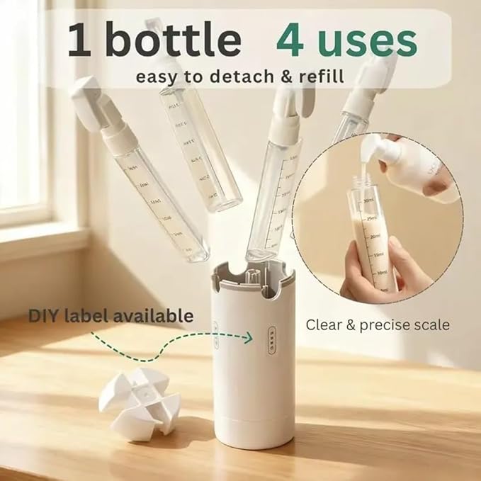 4-in-1 Travel Dispenser Bottle,4 Pack 30ML Travel Bottles for Toiletries, Leak Proof Travel Size Containers (Green)
