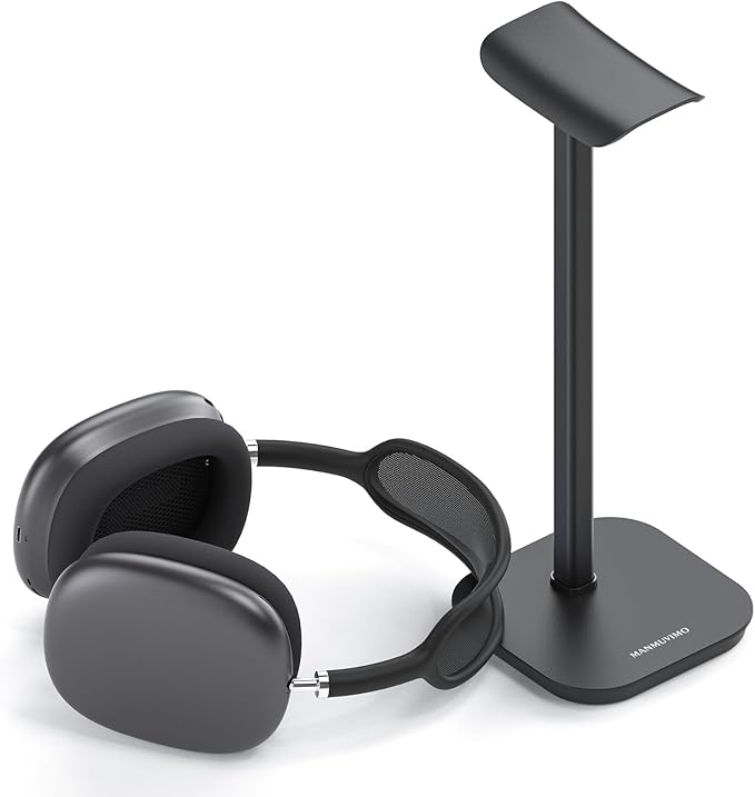 Headphone Stand, Desktop Headset Holder Heavy Base Desk Earphone Stand Aluminum Gaming Headset Hanger Rack for AirPods Max, AirPods, AirPods Pro, Sony, Beats, Bose, Razer and More(Black)