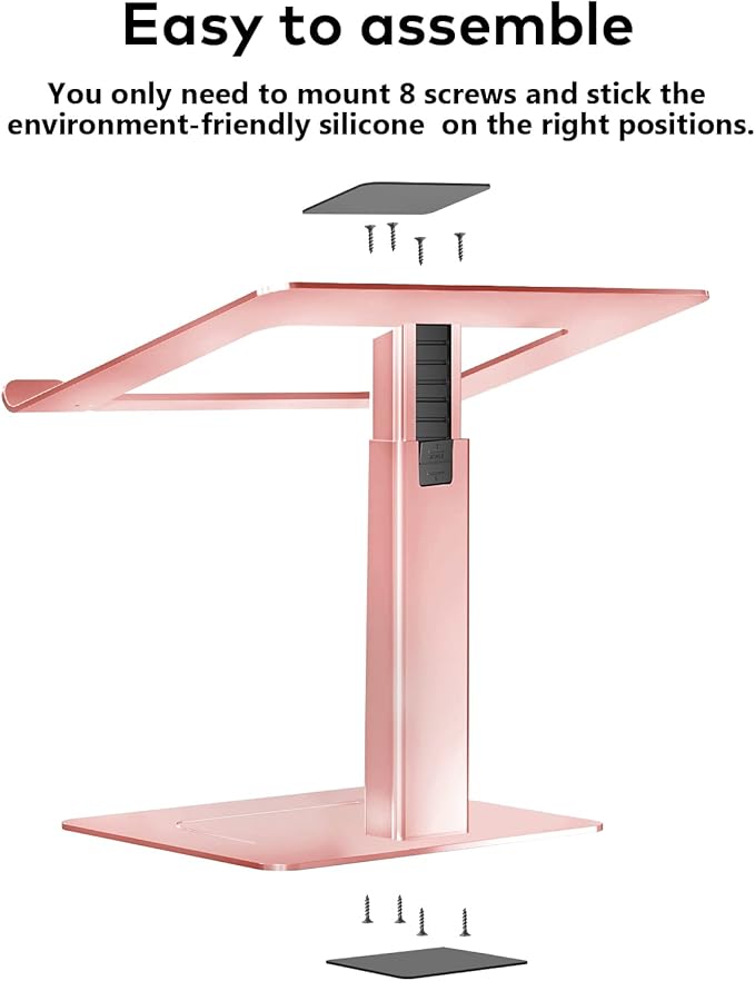 Laptop Stand for Desk, Ergonomic Aluminum Laptop Stand Adjustable Height from 7-15", Sitting and Standing Laptop Riser for 10-17" Notebook