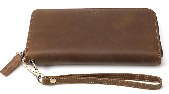 Jack&Chris Genuine Leather Wallet Women, Multi-Card RFID Bifold Wallet with Zipper Coin Pocket, Credit Card Holder for Women