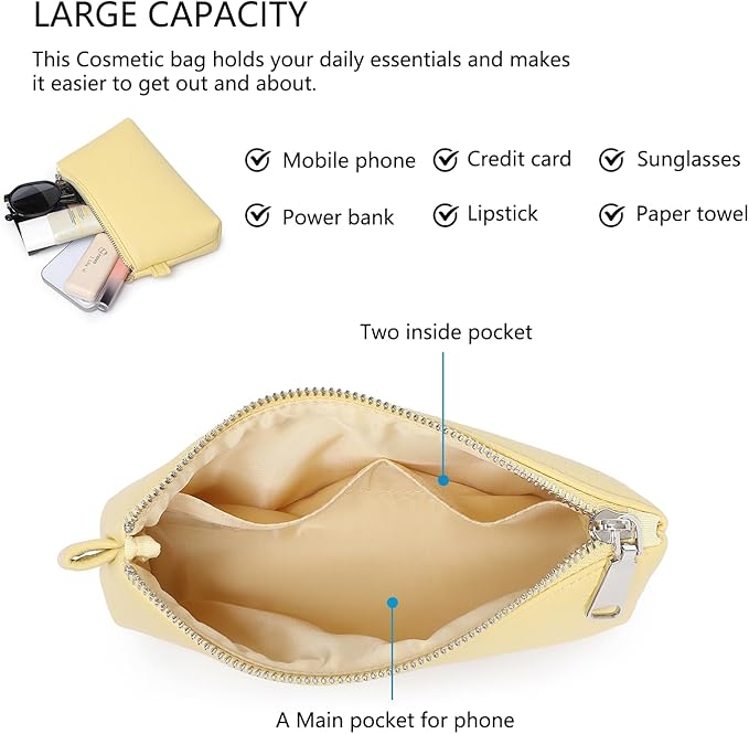 PU Leather Makeup Simple and Convenient Handbag Small Exquisite Storage Bag (PU/Pearl Yellow)