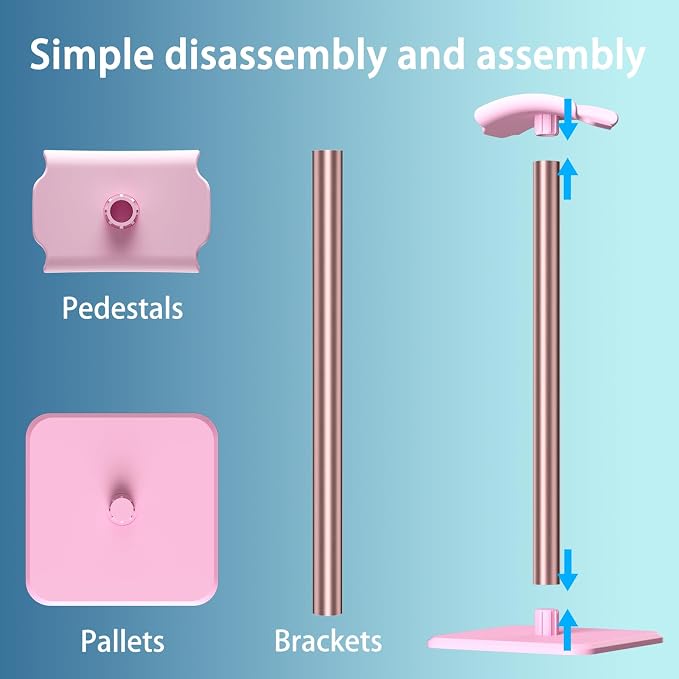 Headphone Stand - Headset Stand with Aluminum Hanger, Headphone Holder for AirPods Max, Sony, Bose, Beats and More (Pink)